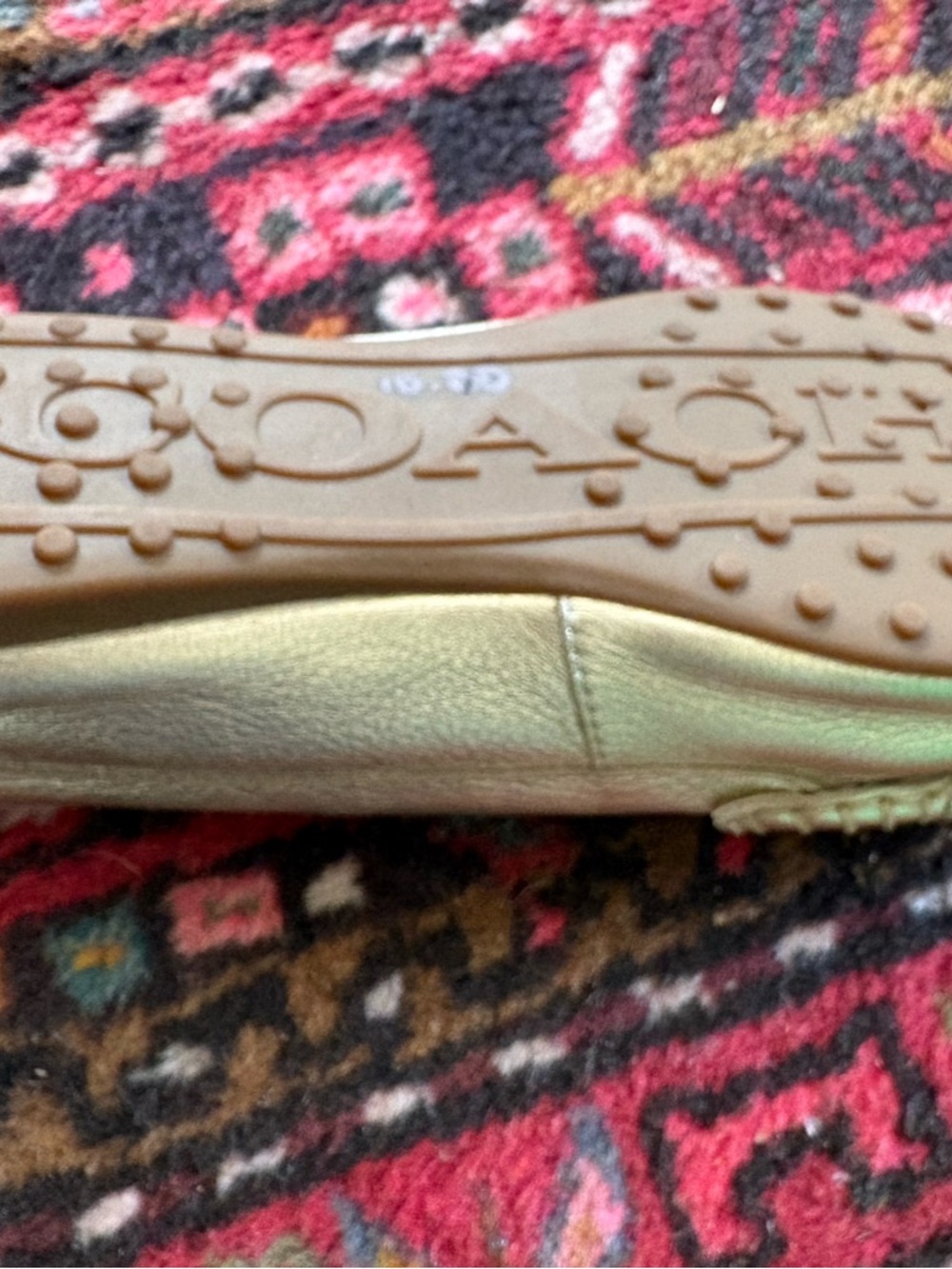 Coach Metallic Gold Leather Penny Loafers - Picture 5 of 7